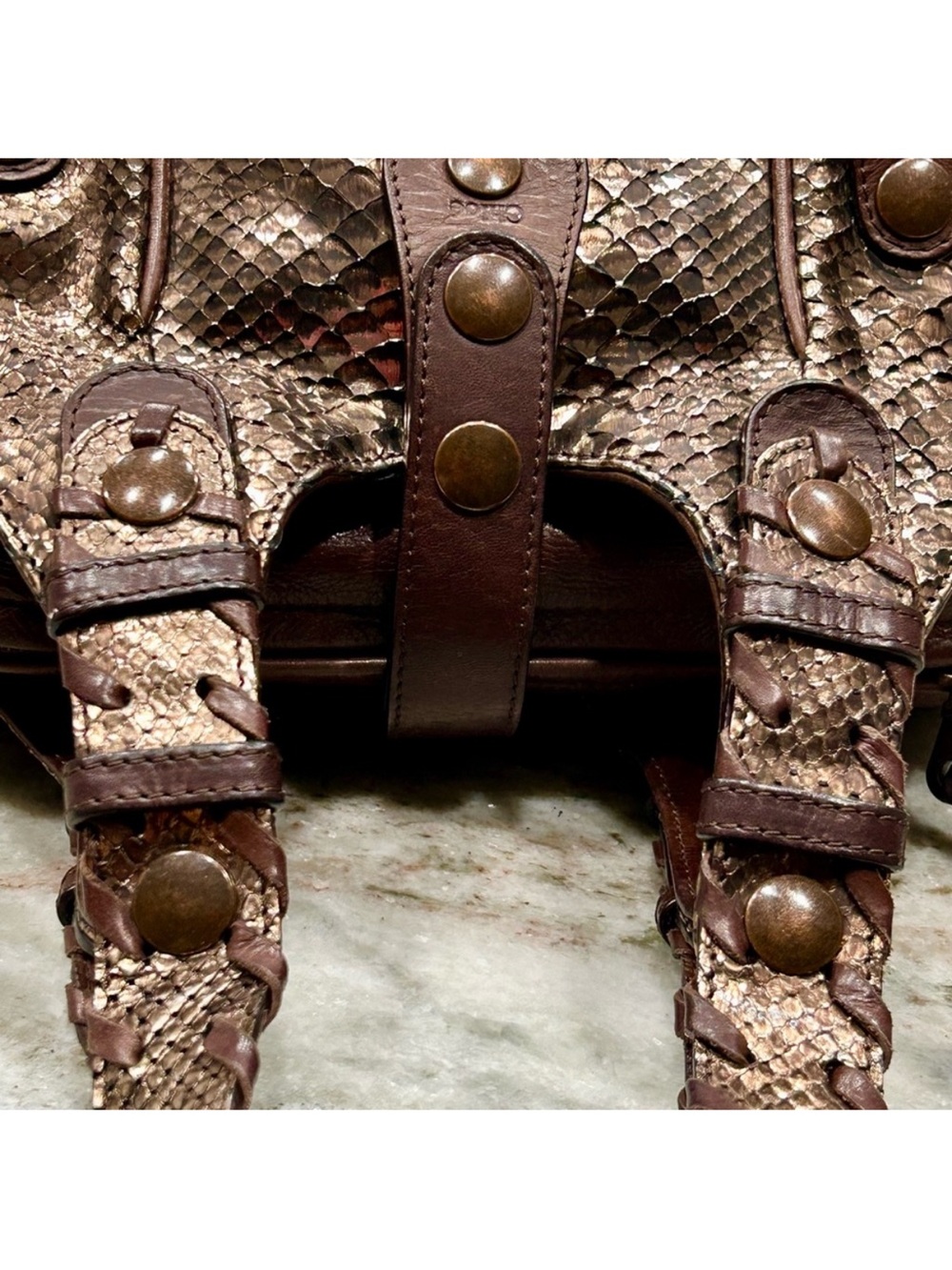 Chloe Authentic Bronze Metallic Python and Leather Silverado Bag Rare - Picture 10 of 15